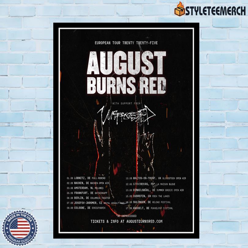 August Burns Red Europe Tour 2025 Summer Poster 10 August Burns Red Europe Tour 2025 Summer Poster