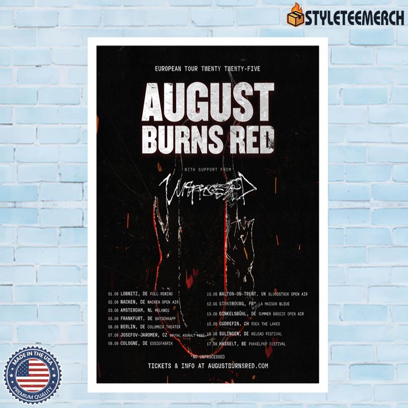 August Burns Red European 2025 Tour Poster 10 August Burns Red European 2025 Tour Poster