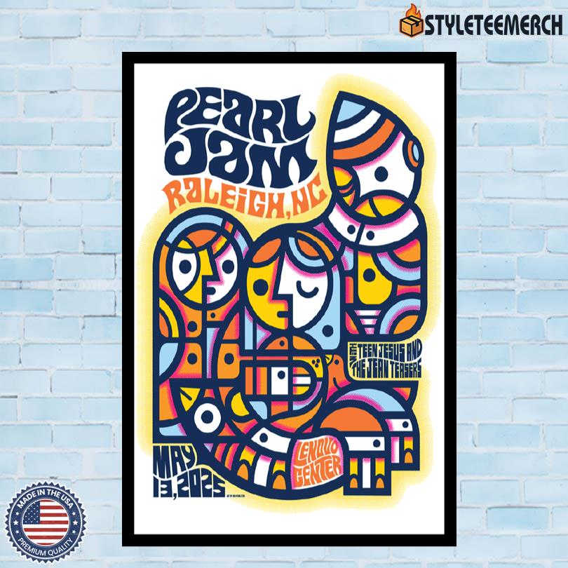 Pearl Jam Lenovo Center Raleigh, NC May 13 2025 Tour Poster 10 Pearl Jam Lenovo Center Raleigh, NC May 13 2025 Tour Poster
