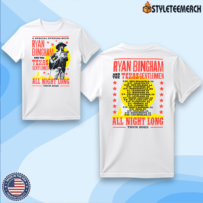 Ryan Bingham All Night Long Tour Showbill 2025 Shirt 4 Ryan Bingham All Night Long Tour Showbill 2025 Shirt
