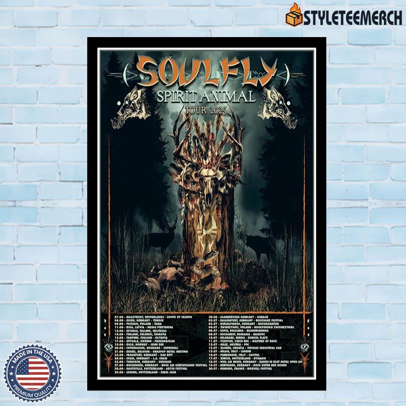Soulfly Spirit Animal Tour 2025 Limited Poster 10 Soulfly Spirit Animal Tour 2025 Limited Poster