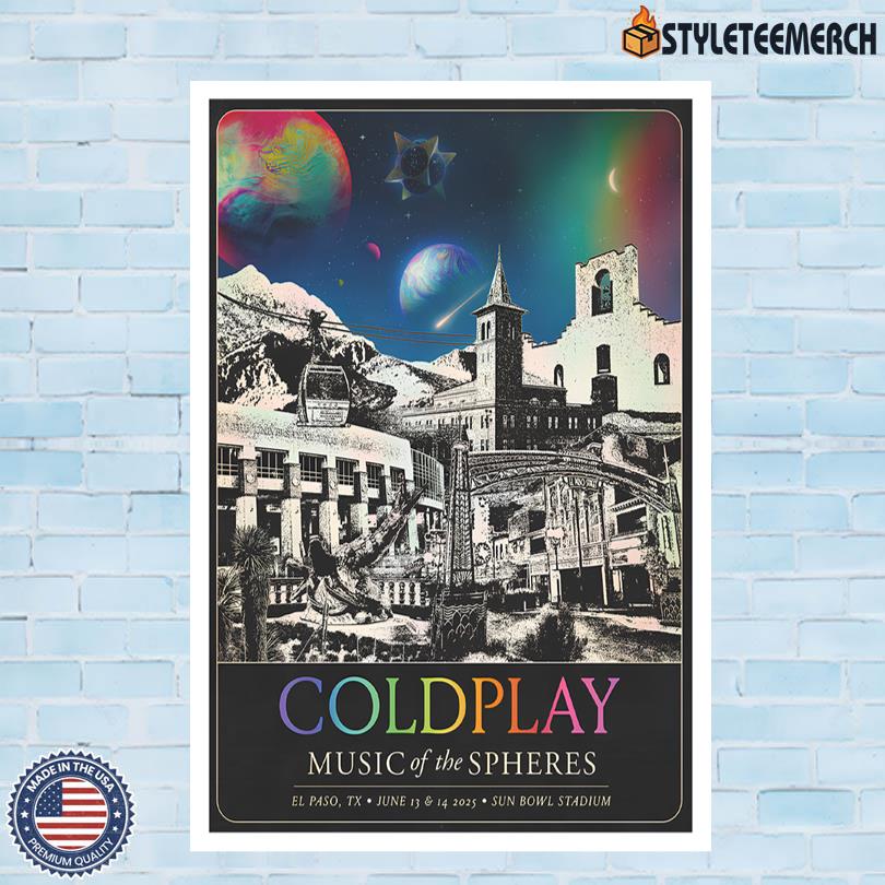 Coldplay Concert Tour Poster El Paso June 13-14 2025 10 Coldplay Concert Tour Poster El Paso June 13-14 2025
