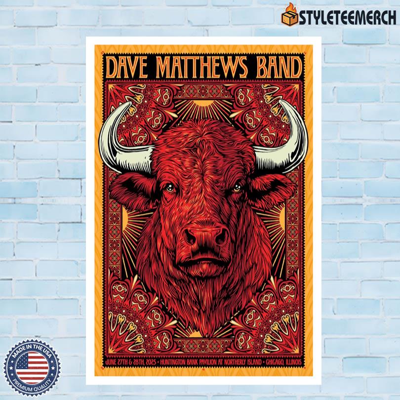 Dave Matthews Band 2025 Tour June 27-28 Chicago IL Poster 4 Dave Matthews Band 2025 Tour June 27-28 Chicago IL Poster