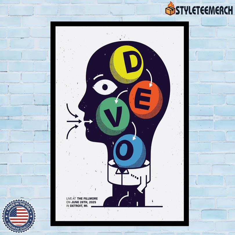 DEVO 2025 Tour Detroit MI Poster 4 DEVO 2025 Tour Detroit MI Poster