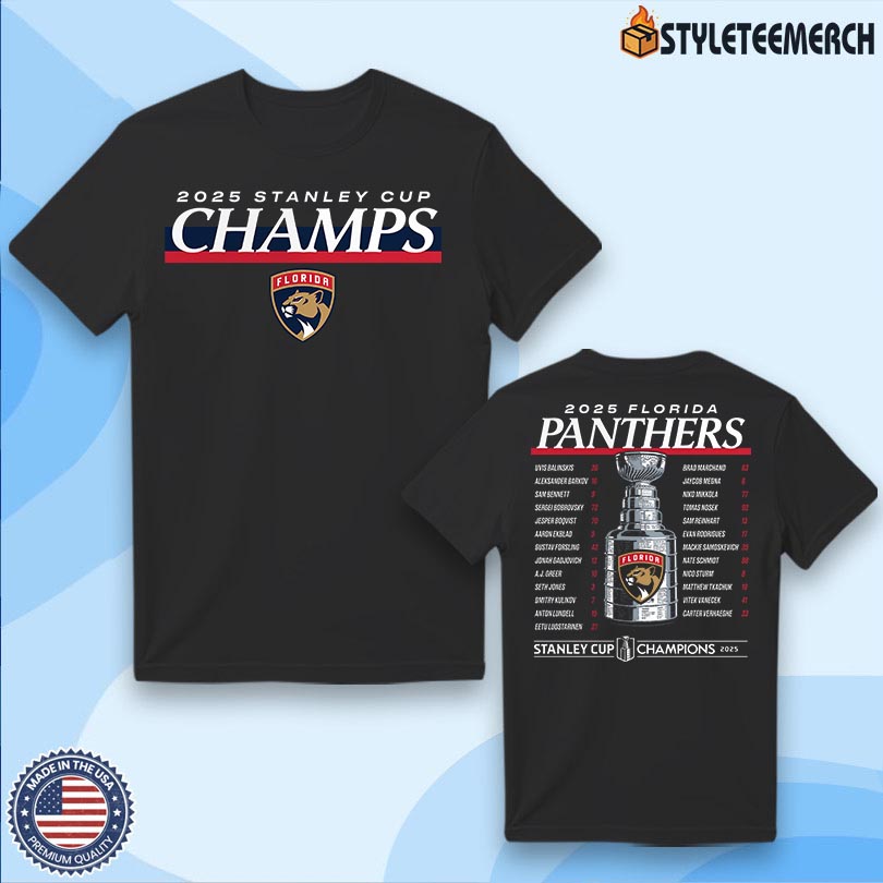 Florida Panthers 2025 Stanley Cup Champions Give and Go Roster T-Shirt 4 Florida Panthers 2025 Stanley Cup Champions Give and Go Roster T-Shirt