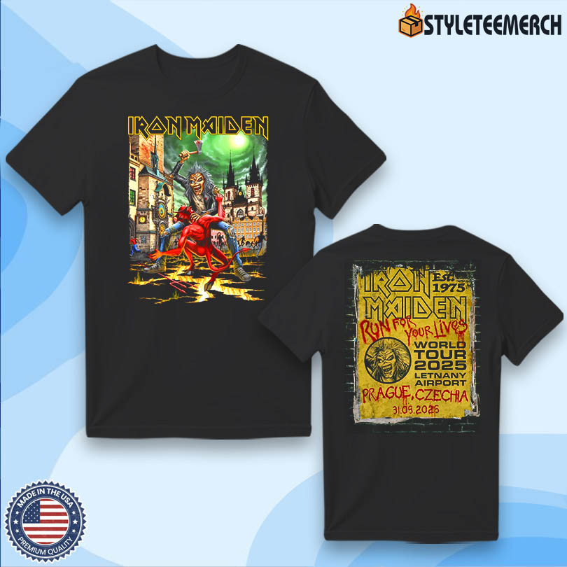 Iron Maiden Run For Your Lives World Tour 2025 Prague, Czechia Shirt 4 Iron Maiden Run For Your Lives World Tour 2025 Prague, Czechia Shirt