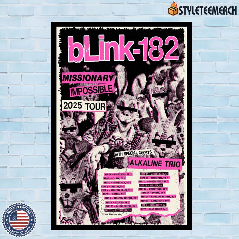 Missionary Impossible 2025 Tour Blink-182 Poster 4 Missionary Impossible 2025 Tour Blink-182 Poster