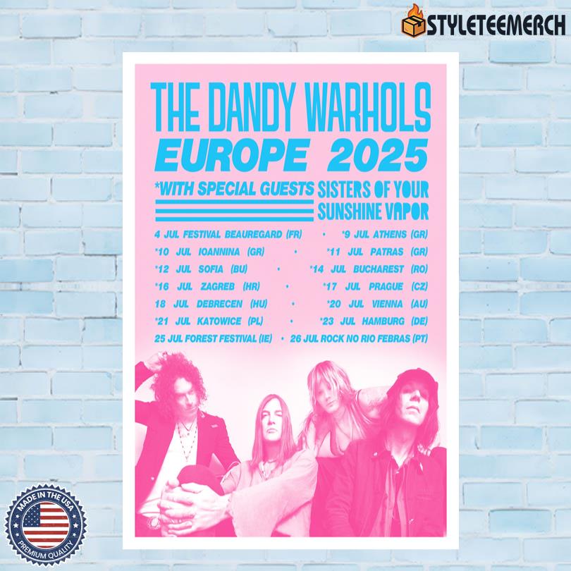 Poster The Dandy Warhols Europe Tour 2025 4 Poster The Dandy Warhols Europe Tour 2025