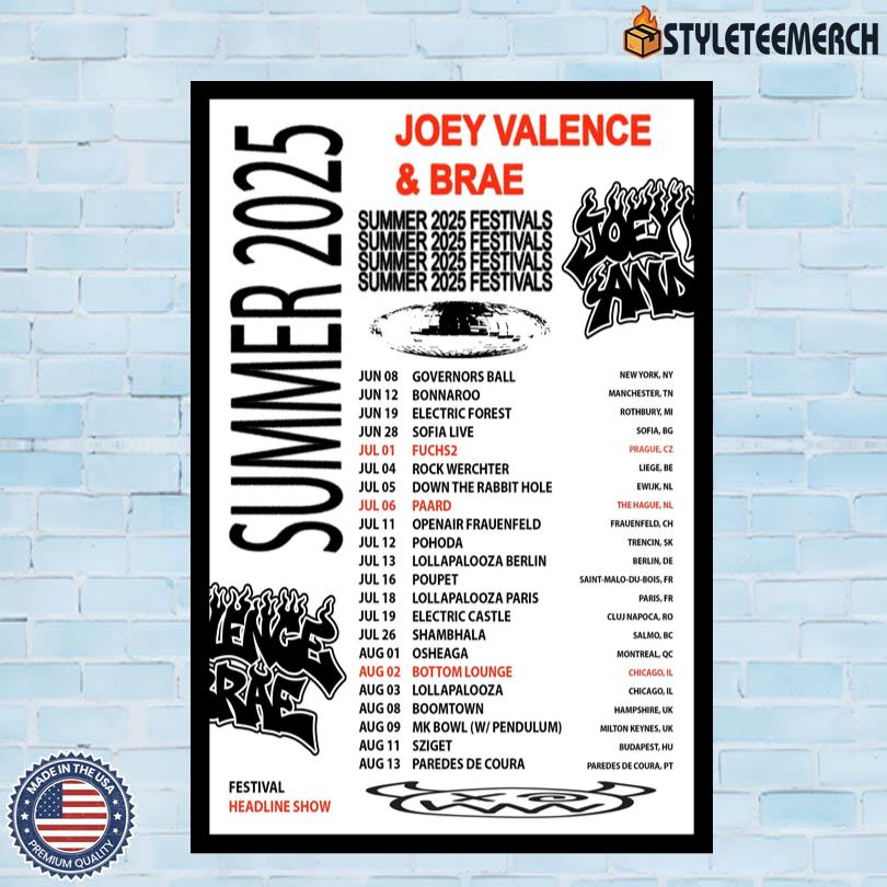 Summer 2025 Joey Valence & Brae Poster 4 Summer 2025 Joey Valence & Brae Poster